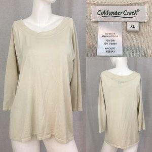 Size XL Coldwater Creek Ivory 3/4 Sleeves Sweater
